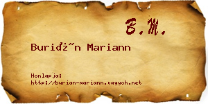 Burián Mariann névjegykártya