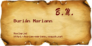 Burián Mariann névjegykártya